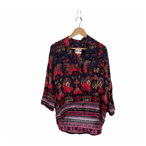 Chufy Memories Of Peru Top Blouse Print Button Down - Picture 3 of 11